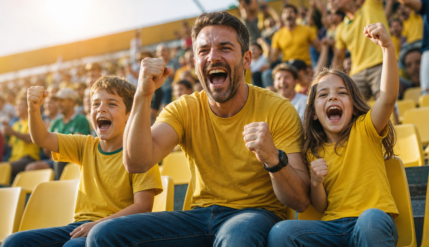 Torcida comemorando no estádio